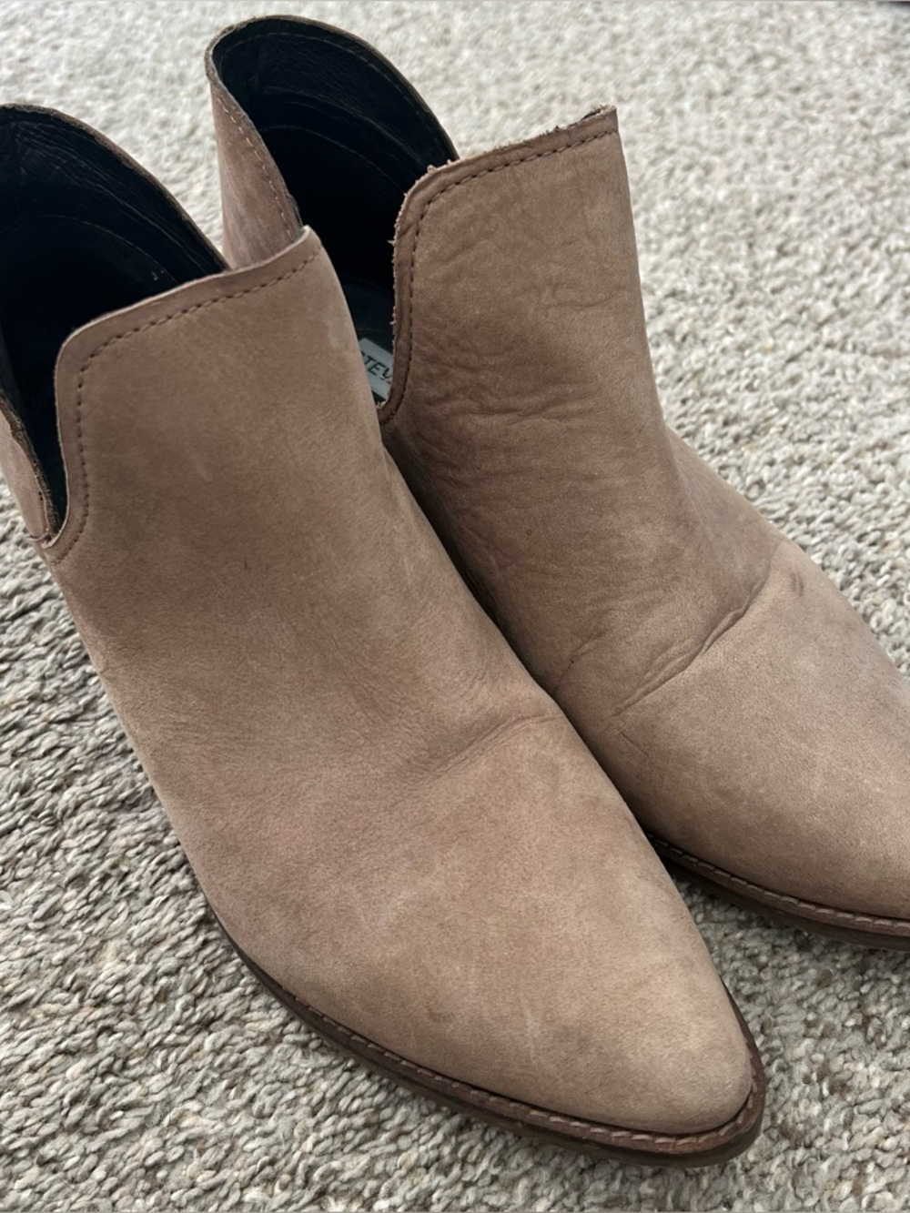 Steve Madden Austin Leather Taupe Suede Pointed Toe Ankle Booties Size 10